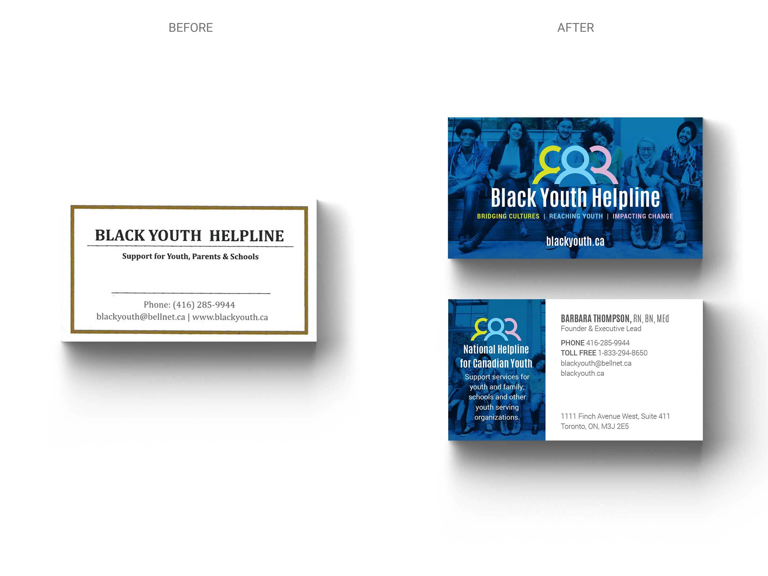 Black Youth Helpline – Business Card – Before & After