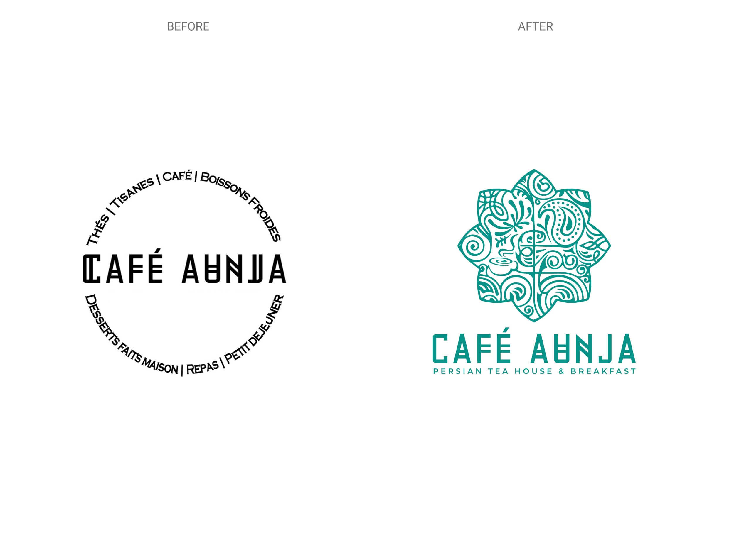 Cafe Aunja – Logo – Before & After