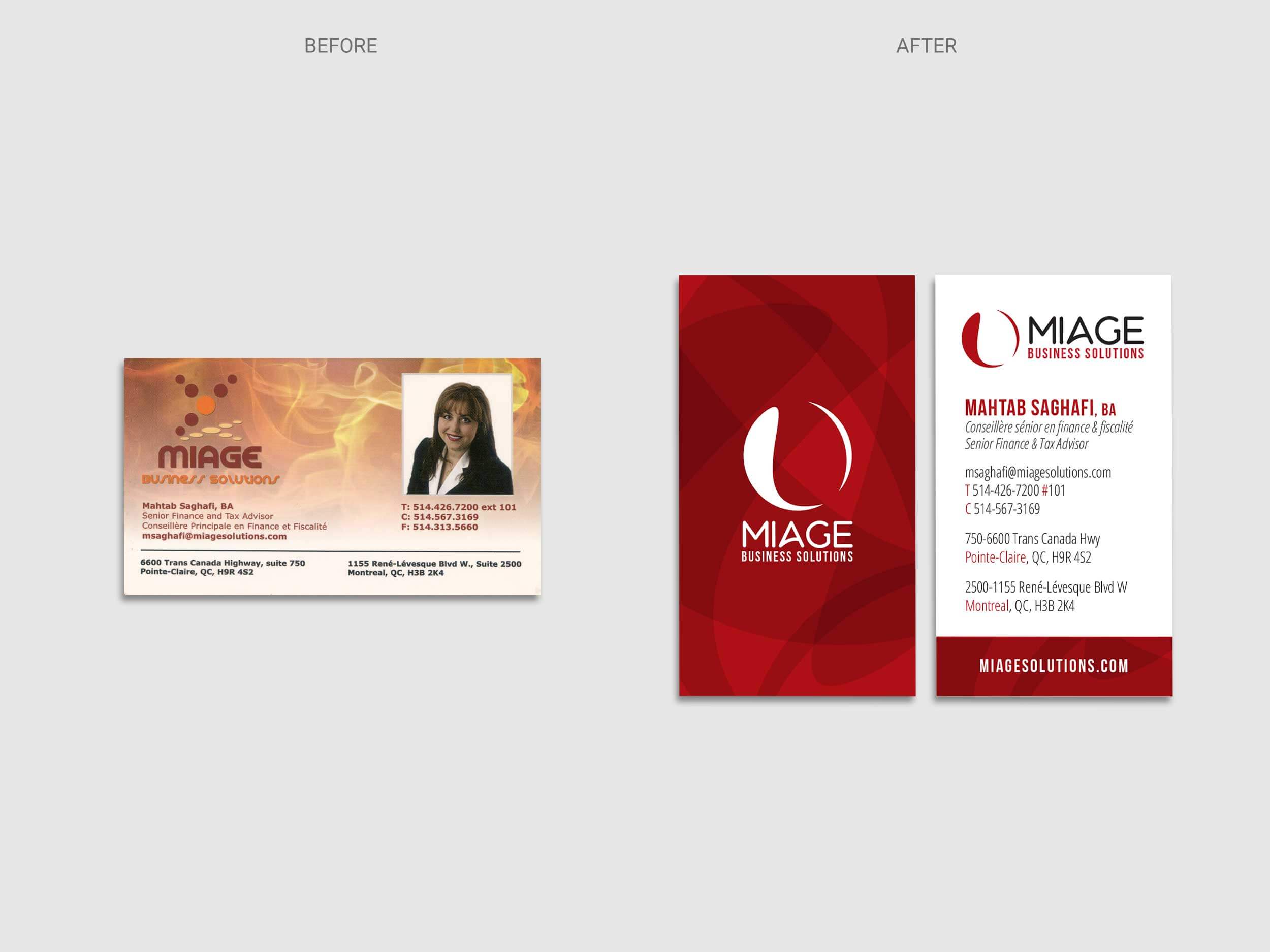 Miage – Business Card – Before & After
