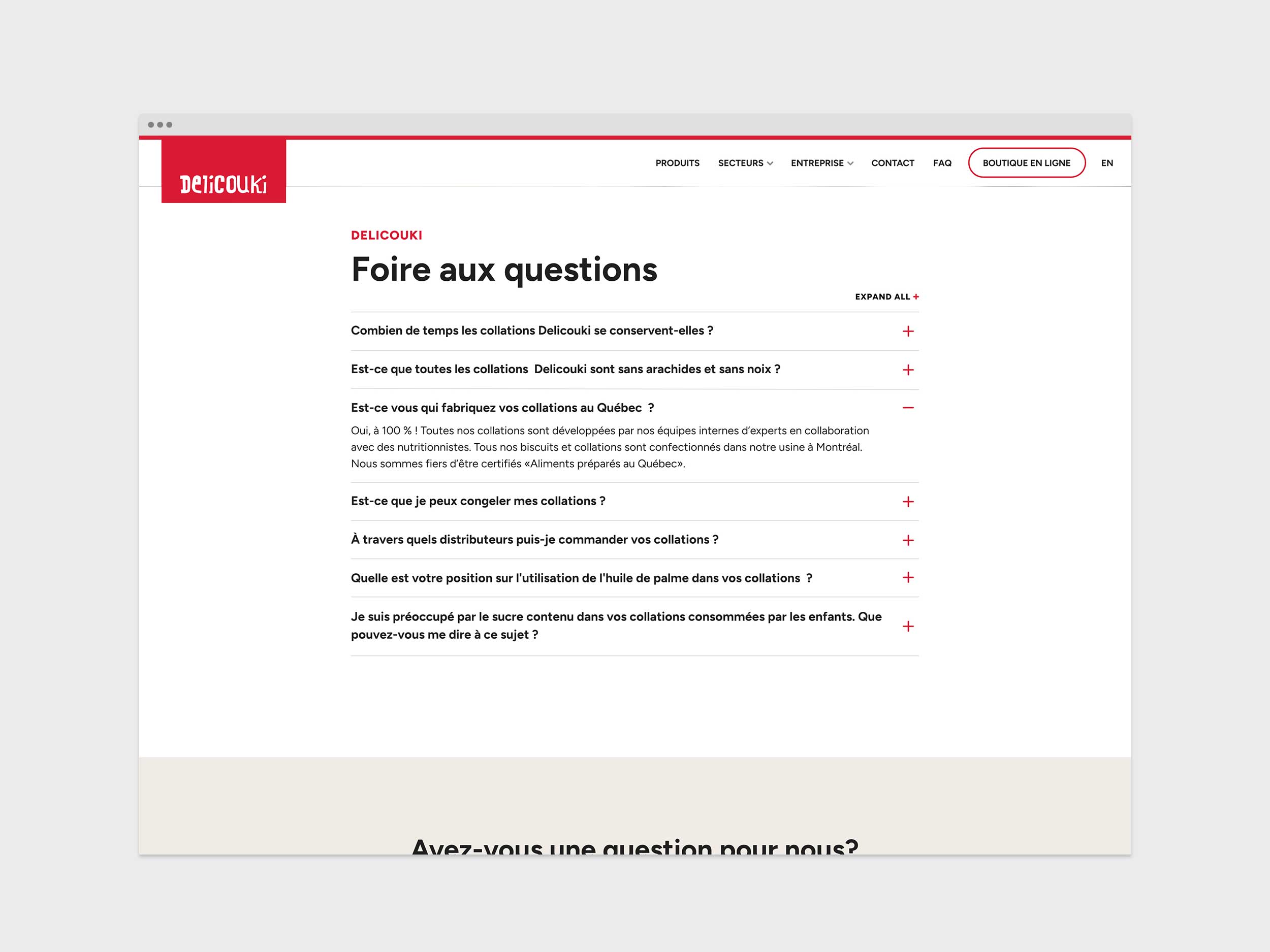 Delicouki – Website – FAQ 01